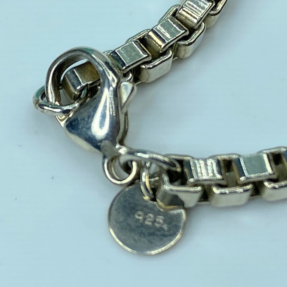 Tiffany & Co. Sterling Silver Venetian Box Chain Link Bracelet - Pouch JR704 - Picture 5 of 8